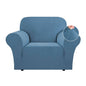 Flamingo P High Stretch Sofa Slipcover Armchair Cover Dusty Blue Size Small