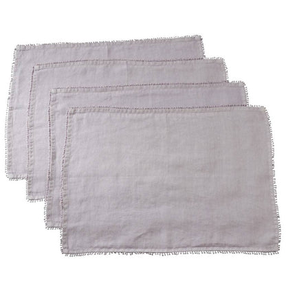 Fennco Styles Pomponin Collection Pom Pom Design 100% Linen Table Runner
