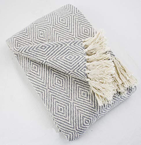 Fennco Styles Sevan Collection Soft 100% Cotton Diamond Weave Throw Blanket, 50" W x 60" L