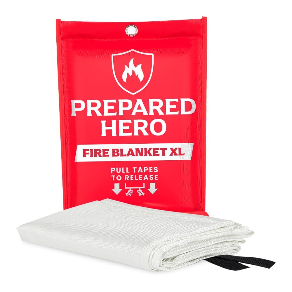Hero Extra Large Emergency Fire Suppression Blanket - 4 Pack - XL Fiberglass Fire Blanket for Kitchen & Home, 47' x 71'