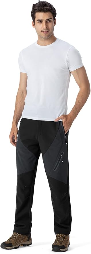 YSENTO Men's Fleece Lined Ski Snow Pants Winter Waterproof Softshell Insulated Hiking Cargo Pants