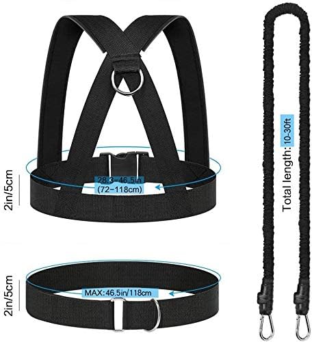YNXing Dynamic Resistance Trainer for Resistance Training to Improve Strength, Power, and Agility 5m/2m Elastic Cord Set