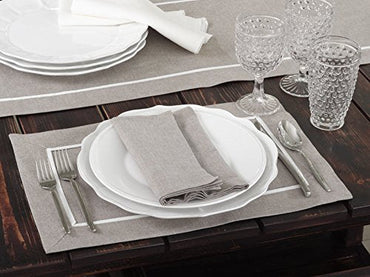 Fennco Styles Classic Pleated Cotton Table Linens, Placemats, Napkins, Set of 4 (20"x20" Napkins (S/4)