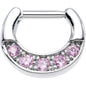 14G 5/16 Five Pink Cubic Zirconia Septum Clicker
