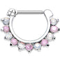 16G 5/16 Alluring Faux Opal and Pink Gem Septum Clicker