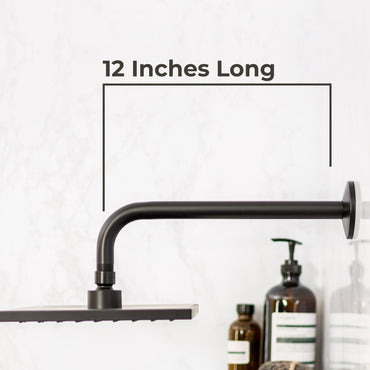 12 in. L-Shaped Shower Head Extension Arm (Black Finish)