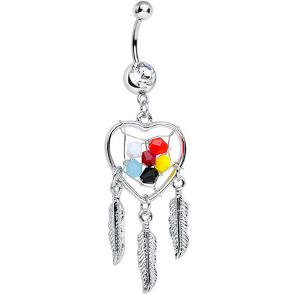 Clear Gem Multicolored Forever Dreaming Dreamcatcher Dangle Belly Ring