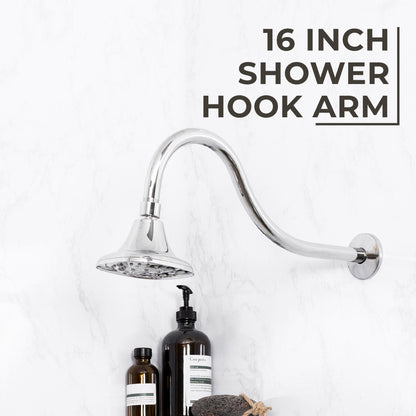 16 in. High-Arc Hook Shower Head Extension Arm (Chrome Finish)