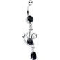 Black Cubic Zirconia Sparkling Raindrop and Swan Dangle Belly Ring