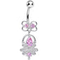 Pink Cubic Zirconia Royal Aura Dangle Belly Ring