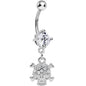 Clear Gem Crystal Pirate Skull and Crossbones Dangle Belly Ring