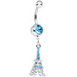 Aqua Gem Paris is for Love Eiffel Tower Dangle Belly Ring
