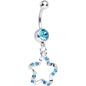 Aqua Gem Twisted Star Dangle Belly Ring