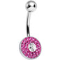 Pink Gem Medallion with Round Clear Gem Core Belly Ring