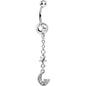 Clear Gem Magic of the Moon and Stars Dangle Belly Ring
