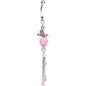 Pink Gem Flying Dove of Life and Stars Dangle Belly Ring