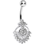 Clear Crystal Sparkling Victoriana Opera Fan Belly Ring