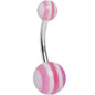 Acrylic Full of Sweetness Pink Striped Belly Ring