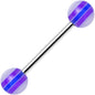 14G Acrylic Purple Deepness Stripe Straight Barbell Tongue Ring
