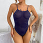 Nylon High Elastic Striped Nude Back Transparent Jumpsuit