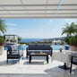 Outdoor Patio Set 3 Piece Aluminum Sofa Loveseat Black Blue