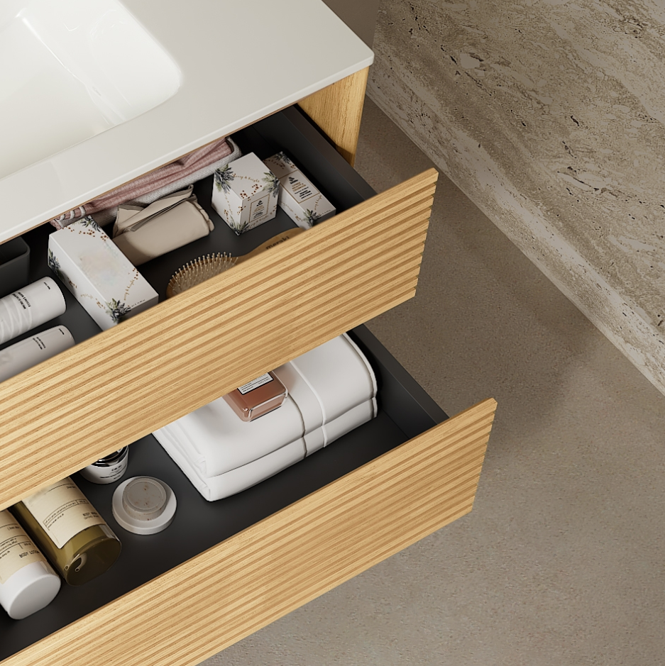 24' Bathroom Vanity with Sink, Wall-Mounted Floating Plywood Bathroom Storage