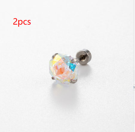 High-end, Brilliantly Reflective Octagonal Millennium Rose-cut Cubic Zirconia Stud Earrings