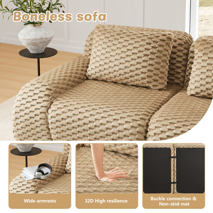 Sectional Sofa L-Shape Modular Flannelette Light Camel 2 Seat 82 In