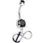 Black Double Cubic Zirconia Captain Anchor Infinity Dangle Belly Ring
