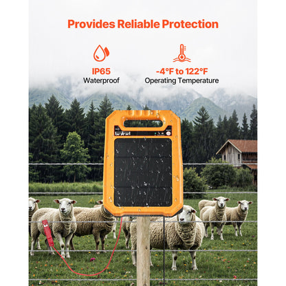 0.3J Solar Fence Charger 1.86 Miles Range Electric Fence Energizer for Livestock