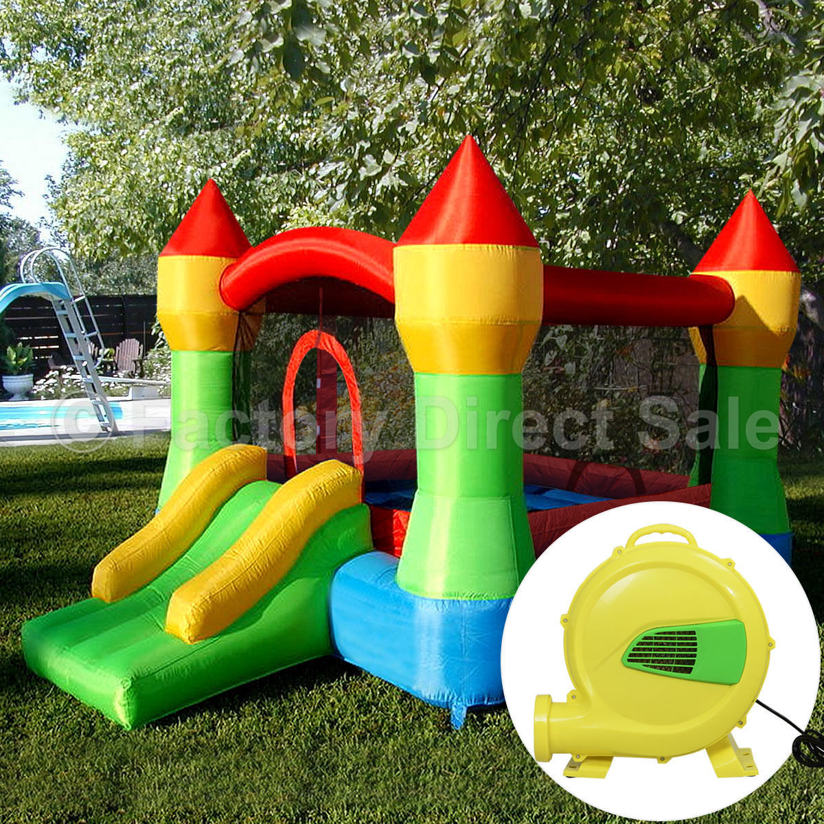 Inflatable Bounce House with Slide & 480W Blower