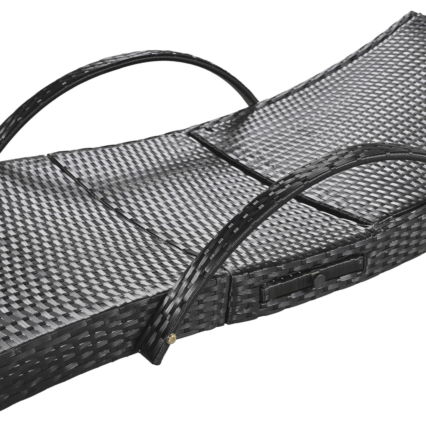 2-Piece Wicker Chaise Lounge Set w/ Pull-Out Table 5-Position 470lb