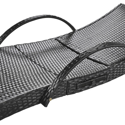 2-Piece Wicker Chaise Lounge Set w/ Pull-Out Table 5-Position 470lb