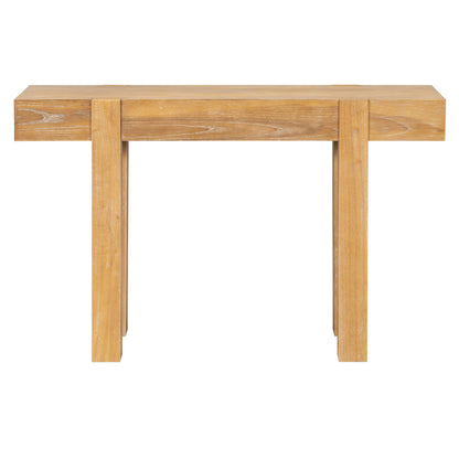 Rustic Console Table, Hidden Drawer, Side Power Outlet, Entryway Table, Natural