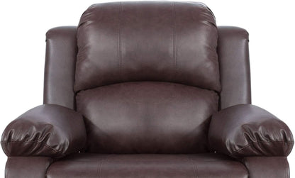 Brown Bonded Leather Manual Reclining Living Room Sofa Set