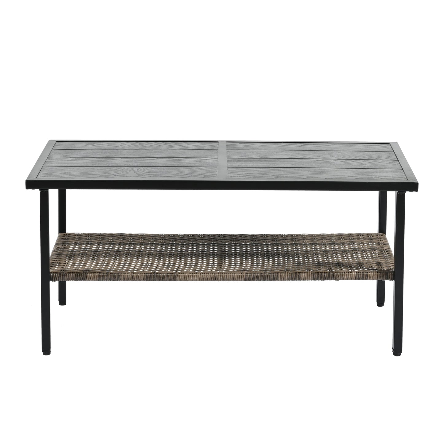 Outdoor Patio Set PE Rattan Brown 4 Piece Cushioned