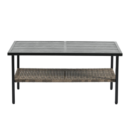 Outdoor Patio Set PE Rattan Brown 4 Piece Cushioned