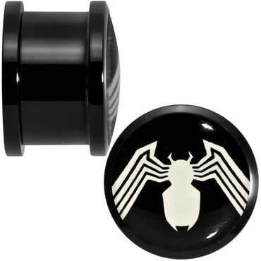 5/8 Licensed White Spider-Man Logo Black PVD Screw Fit Plugs Set