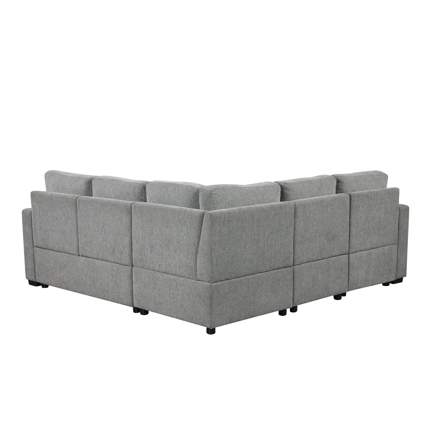 84" Sectional Sofa Convertible Pull-Out USB Gray