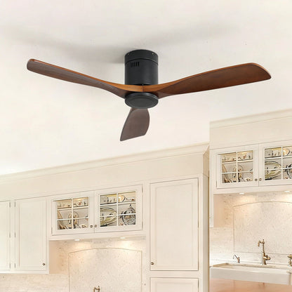 Low Profile Ceiling Fan DC, 3 Blade, Noiseless Reversible Motor, Remote Control