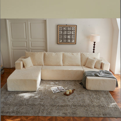 Sectional Sofa U-Shape Cloud Modular Beige 4 Seat 134 In No Assembly