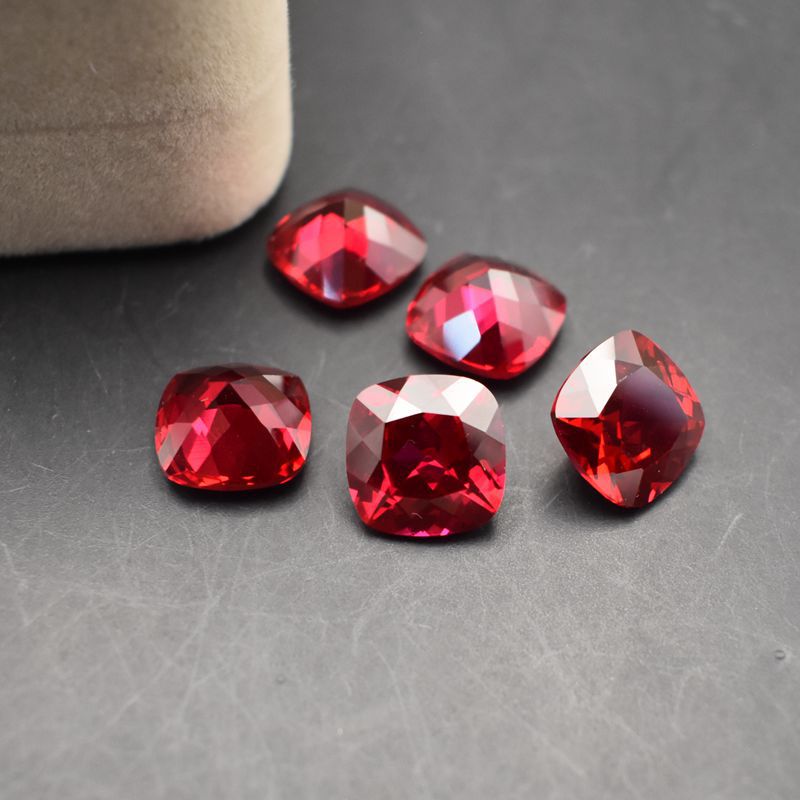 Square-cut Synthetic Ruby Gemstone