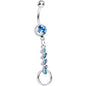 Aqua Gem Zig Zag Ribbon Door Knocker Dangle Belly Ring
