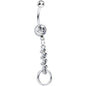 Clear Gem Zig Zag Ribbon Door Knocker Dangle Belly Ring