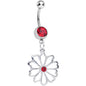 Red CZ Sunny Season Hollow Flower Dangle Belly Ring