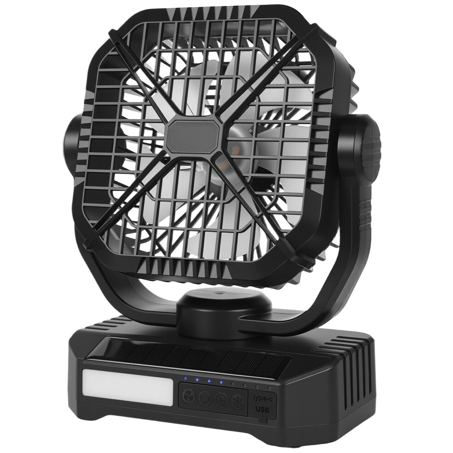 10400mAh Solar Fan Camping Fan with Solar Panel LED Lantern 7W 8 Inch