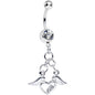 Clear Gem Elevated Love Winged Heart Dangle Belly Ring