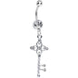 Clear Gem Sparkling Twisted Key Dangle Belly Ring