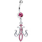 Pink Gem Magnifique Fleur de Lis Dangle Belly Ring