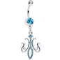 Aqua Gem Magnifique Fleur de Lis Dangle Belly Ring